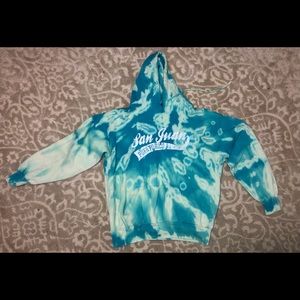Reverse tie dye bleach dyed hoodie.
